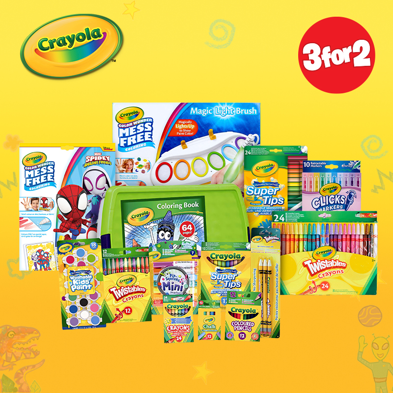 selection of Crayola on the yellow background 