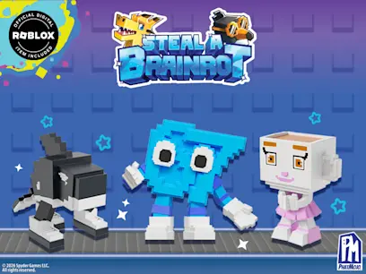 Steal A Brainrot toys on a blue background