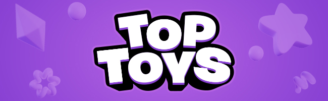 Top Toys logo on a purple gradient background