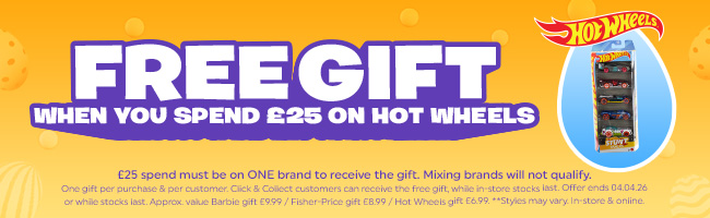 Free Gift Easter Mattel promotion on the yellow background 