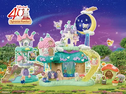 Sylvanian Families Woodland Wonder Fairy Castle Playset on the colourful background 