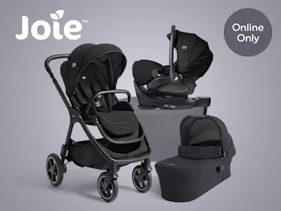 Joie Finiti Flex 3-in-1 Travel System Bundle with i-Level Pro Car Seat and ISOFix Base Eclipse on the grey background 