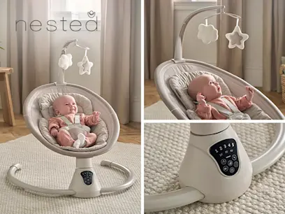 different versions of Nested Willow Baby Swing on the beige background 