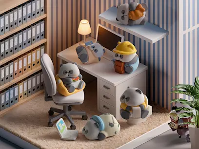 The Mr. Pa Working Week Figure Blind Box assortment in a room.