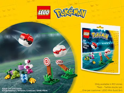 LEGO Pokemon set on a yellow background.