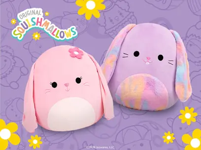 Squishmallows Easter  on the purple background 
