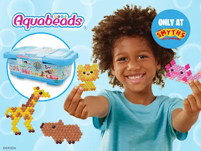 selection of Aquabeads Craft Set Animal Collection with 1800 Beads on the blue background 