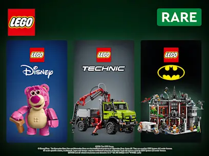 selection of Rare LEGO® Sets on the black background LEGO® Disney, Technic & more