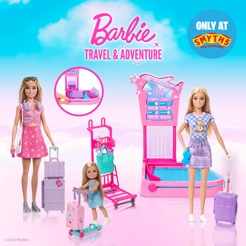 selection of new barbie limitless on the pink and blue background 