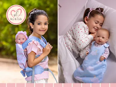 Ivy & Lily Baby Doll 2-in-1 Carrier & Ivy & Lily Doll Sleeping Bag 2 Pack