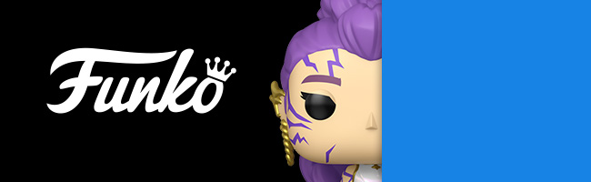 collection of Funko Pop characters on the blue and black background 