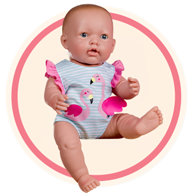 Ivy & Lily Outfits button with an image of the Ivy & Lily Baby Doll Flamingo Swimsuit and Towel Poncho Outfit 2 Pack