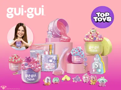A selection of the Gui Gui By Salish Beautify Your Slime Mega Packs on a light and dark pink background with an insert image of Salish.