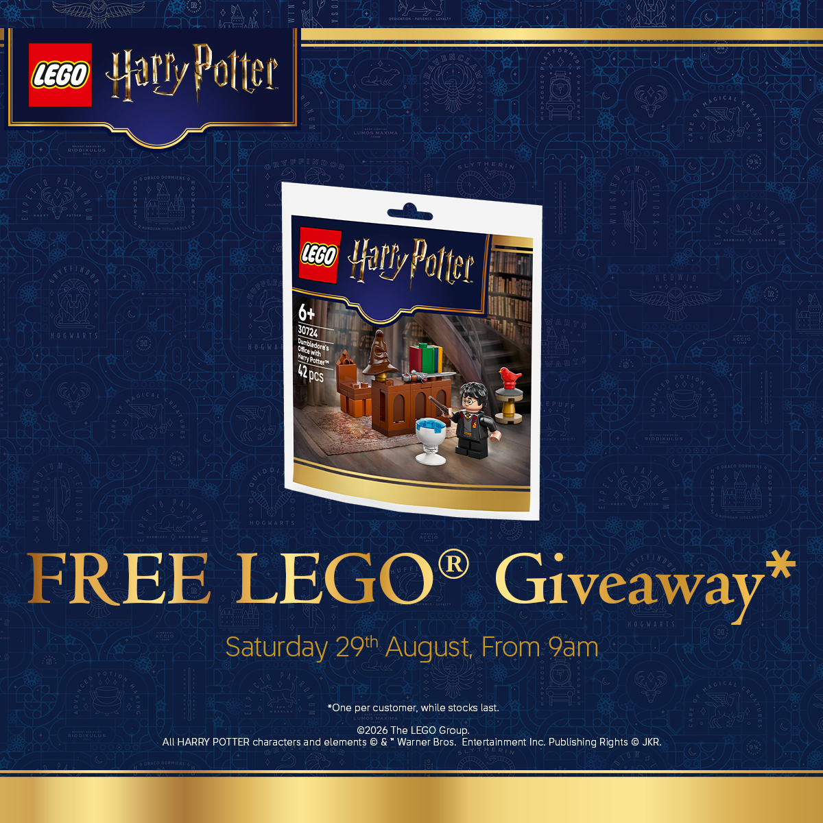 LEGO Back to Hogwarts Event item giveaway on the dark blue background