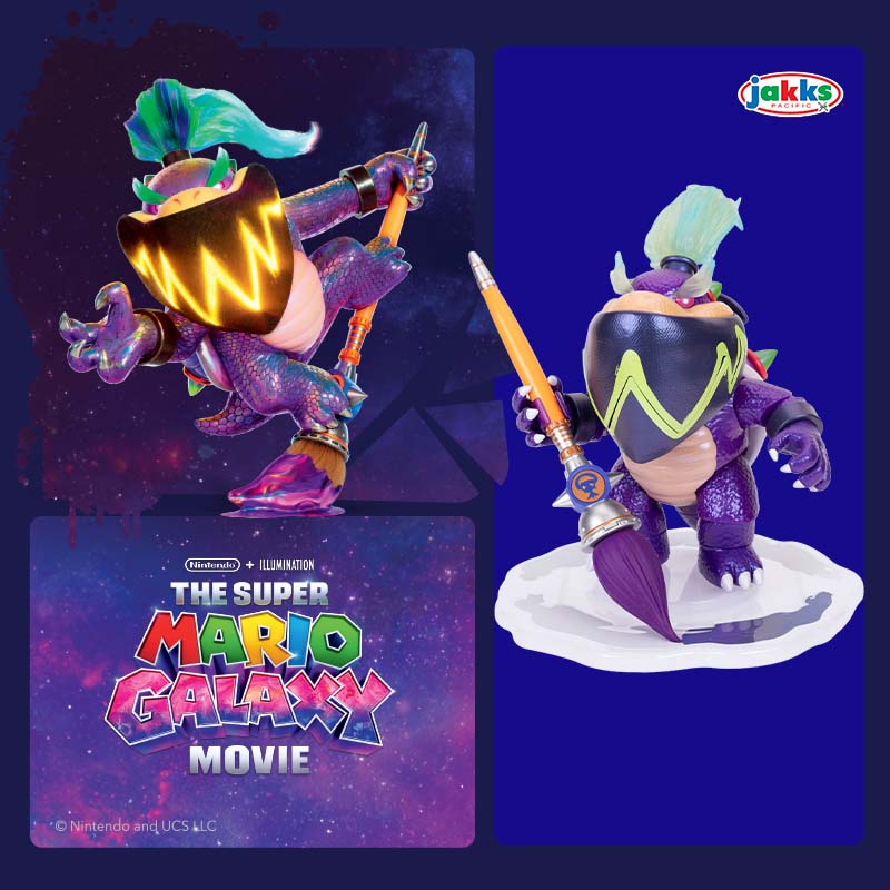 Nintendo The Super Mario Galaxy Movie: Chomping Wonder Bowser Jr. Action Figure 20cm on the dark blue background