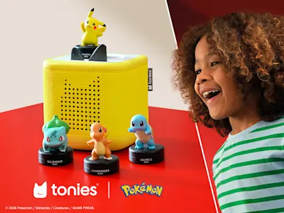 new pokemon tonies selection on the red and beige background 