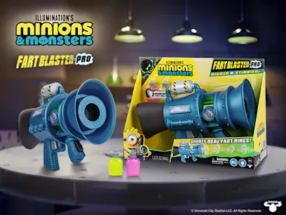 Minions & Monsters Fart Blasters on a yellow and white background.