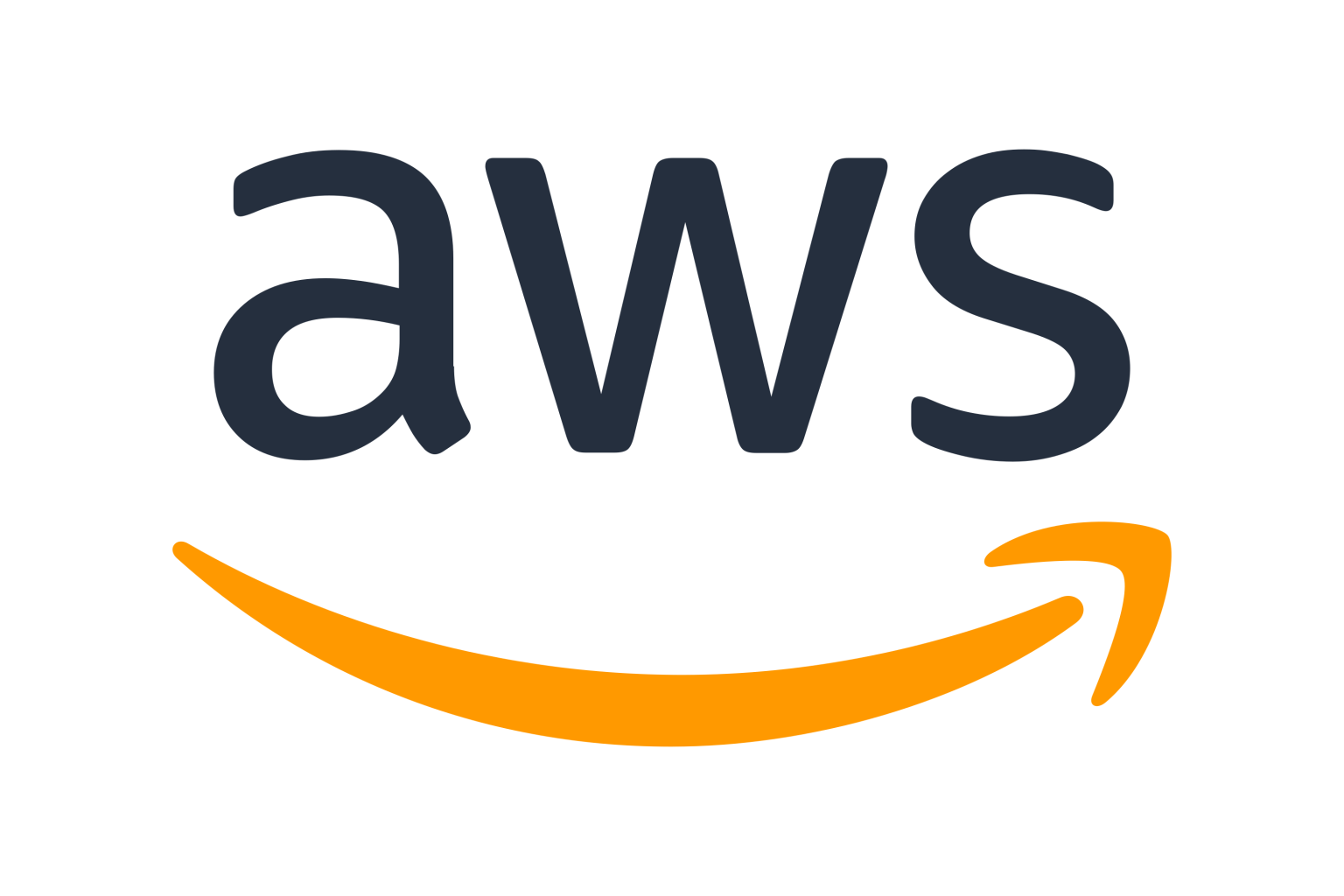 The logo of Amazon AWS, one of the cloud computing platforms we use