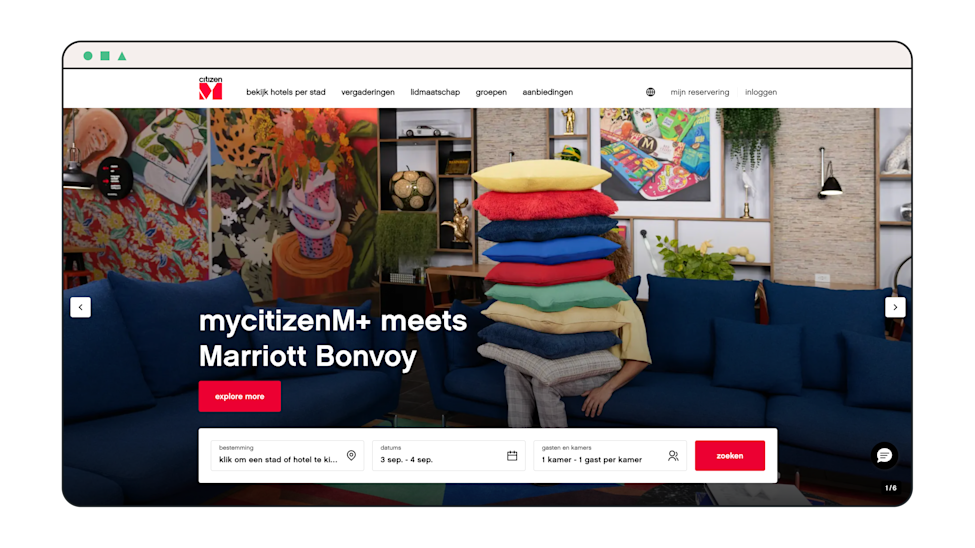 This is a visual of the citizenM homepage.
