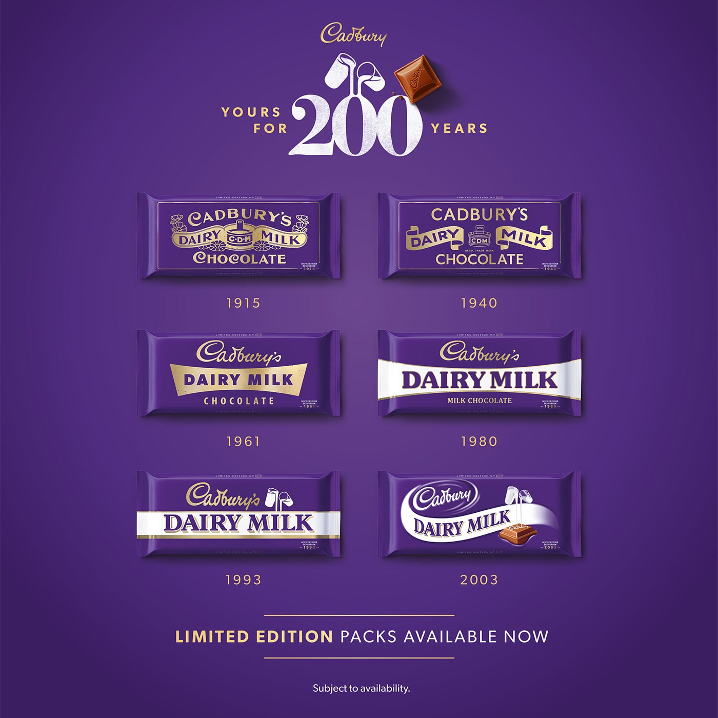 YOURS FOR 200 YEARS: CADBURY BRINGS BACK RETRO PACKAGING