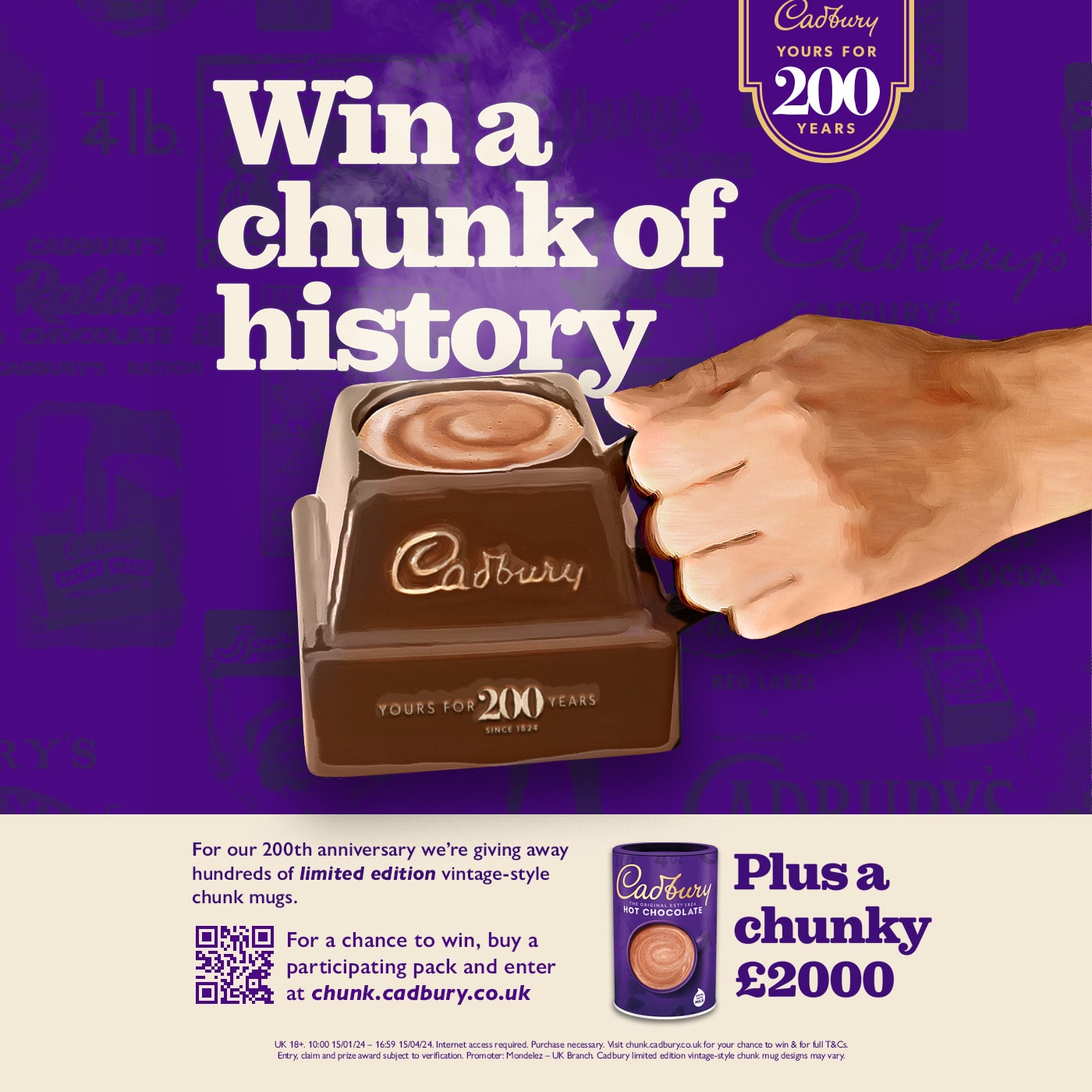 WIN A CHUNK OF HISTORY WITH CADBURY HOT CHOCOLATE