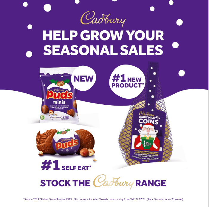 Cadbury products in snow