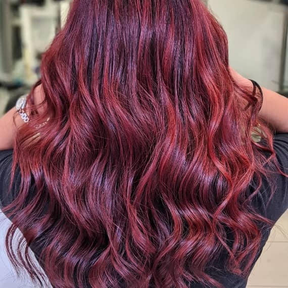All Over Burgundy Hair