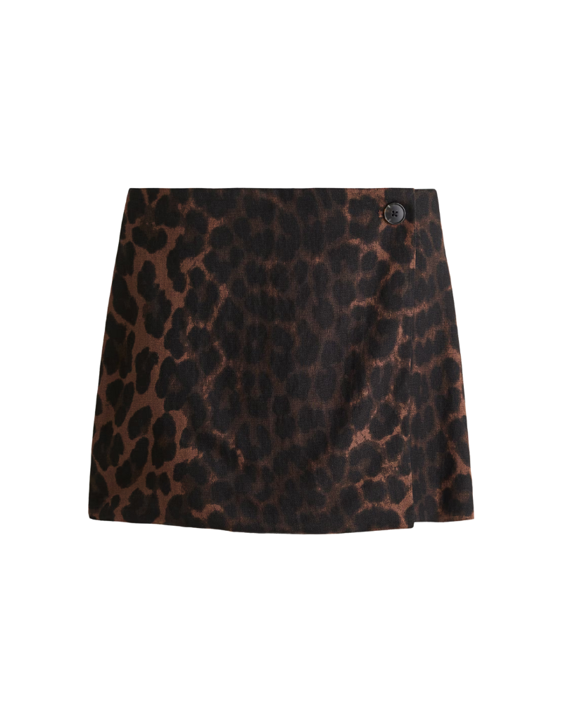 Skort met overslag luipaardprint