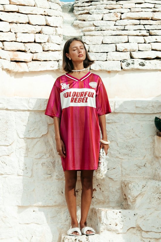 Taylie Striped Football T-Shirt Dress - Hover