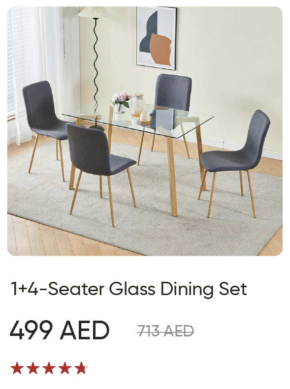 U25R-SD-1+4 S Glass Dining Set