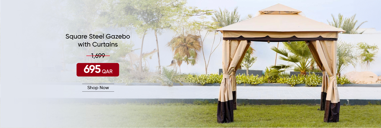 SOQ-CB-Square Gazebo WCurtains