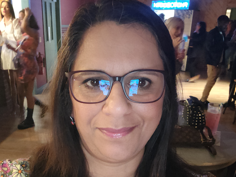 Kita Amos, 59 from Birmingham selfie wearing glasses from Anna Freud.