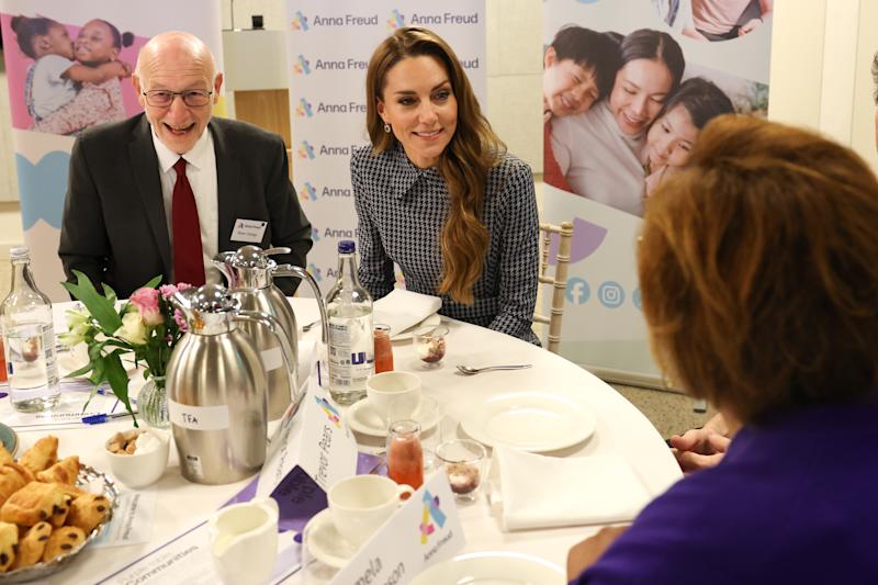 27/11/2025. London, UK. The Princess of Wales during a visit to children’s mental health charity Anna Freud, of which she is Patron. The Princess met the charity's Chief Executive, Professor Eamon McCrory, and discussed how Anna Freud is transforming mental health care for babies, children and young people through science, collaboration and clinical innovation. Her Royal Highness also met parents and carers helping to shape a new project from The Royal Foundation Centre for Early Childhood. The Princess then joined roundtable discussions with experts from Anna Freud, young people, educators and other guests on how to create communities where strong relationships can flourish, children and young people’s wellbeing can be better supported, and mental ill health is prevented. Picture by Ryan Jenkinson / Kensington Palace