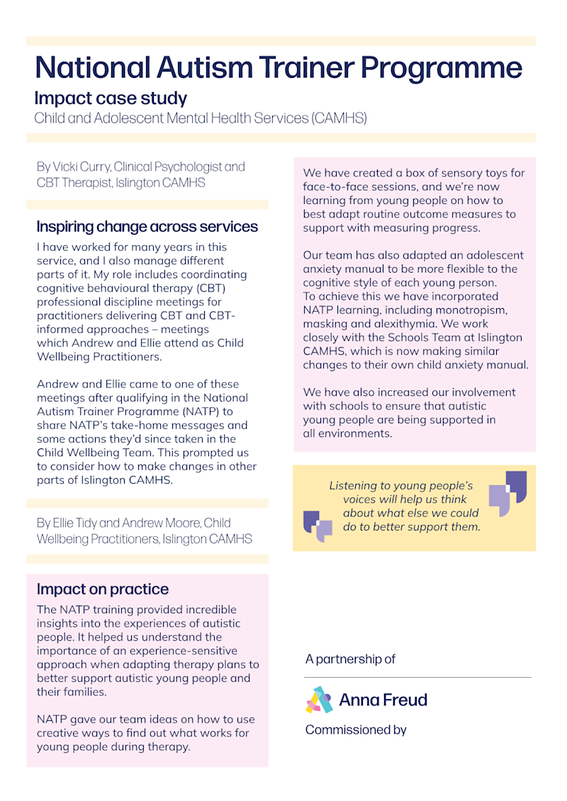 Frontify Folder path: Contentful images / Training and events / National Autism Trainer Programme / Impact case studies
Frontify API ID: eyJpZGVudGlmaWVyIjozNTE2LCJ0eXBlIjoiYXNzZXQifQ==
Frontify ID: 3516
Frontify S3 URL: HCZPBxyEYBQD4AZPppwi.pdf