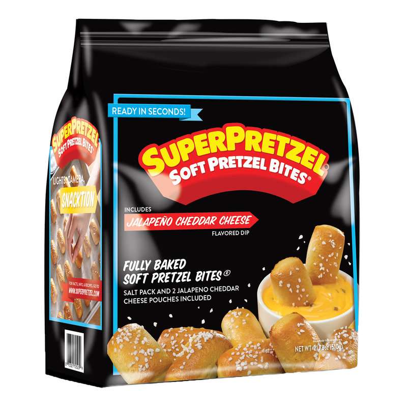 Super Pretzel soft pretzel bites with jalapeno cheddar cheese dip