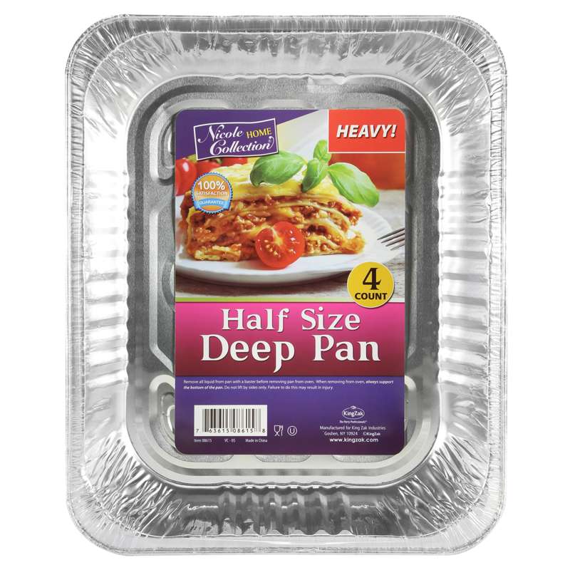 Nicole Home Collection Half Size Deep Aluminum Pan 4-pack