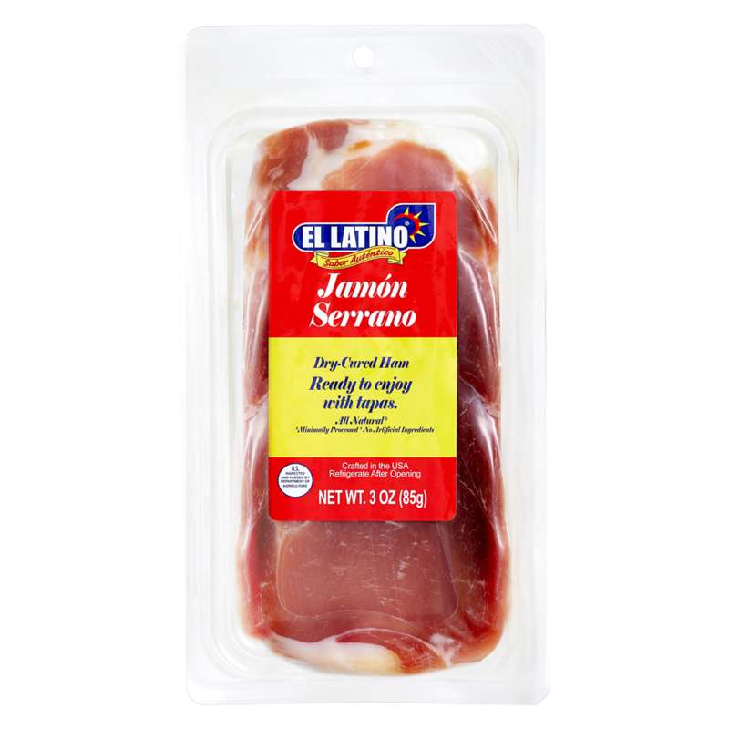 Sliced serrano ham from El Latino Foods in Miami
