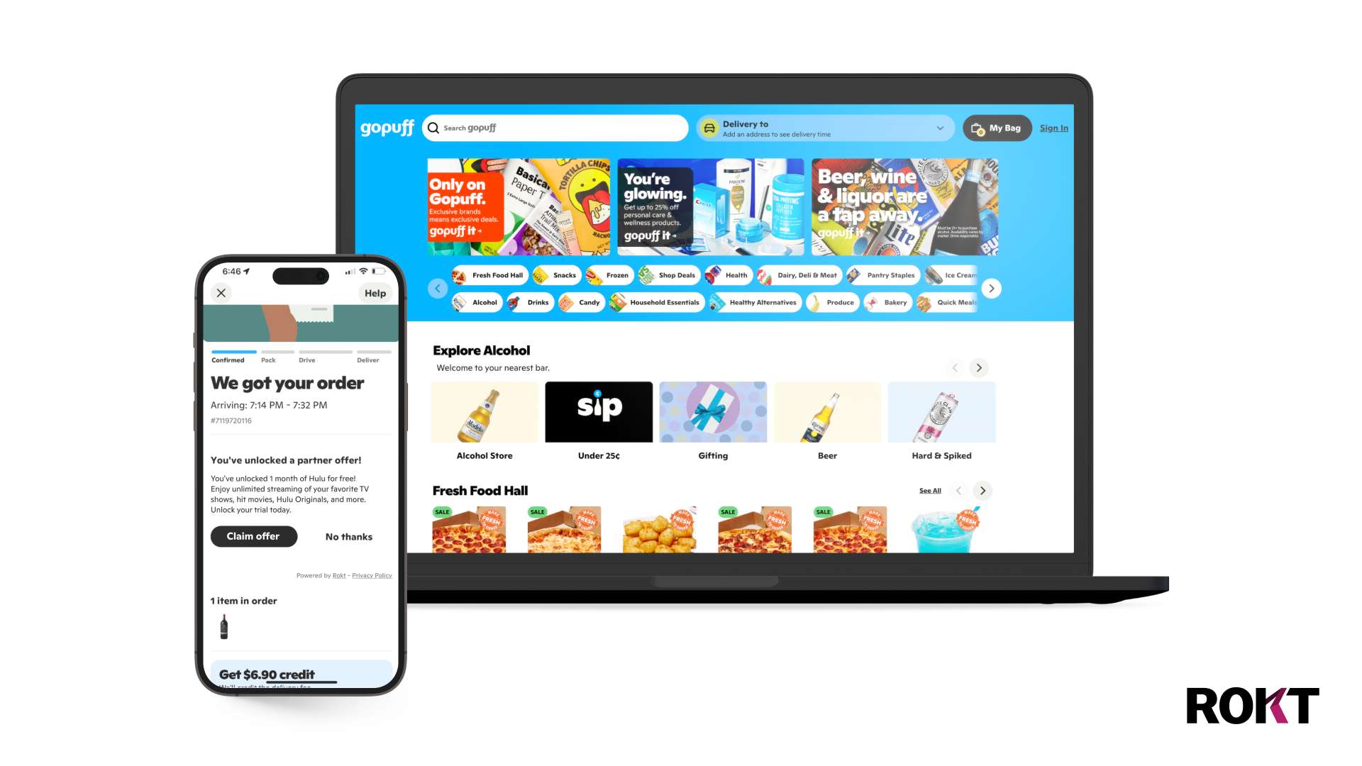 Gopuff partners with Rokt, enabling non-endemic brands to surface relevant offers to Gopuff customers on the order status page.