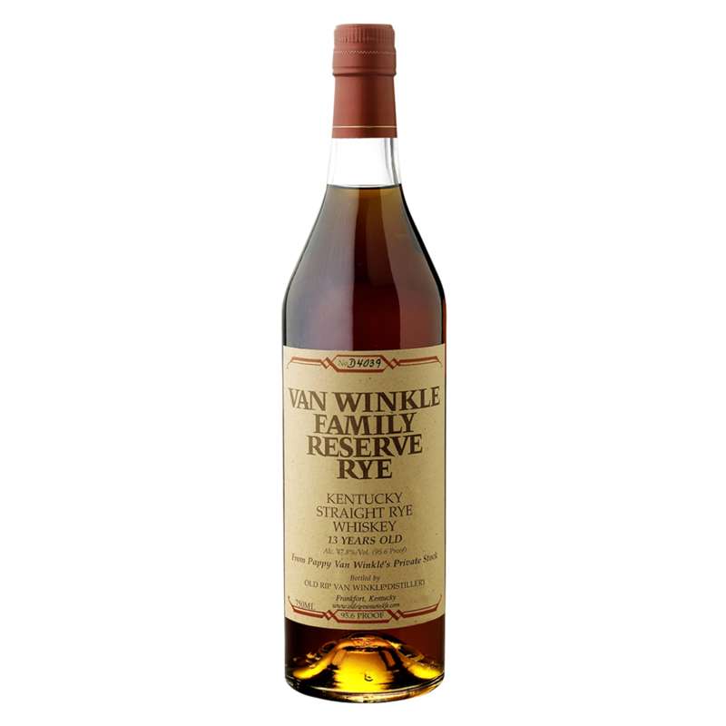 Bottle of Pappy Van Winkle 13 Year Rye Whiskey
