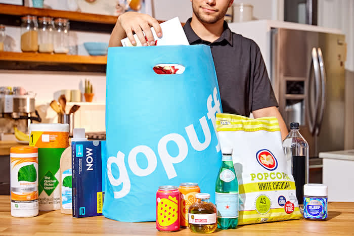 Gopuff bag with products