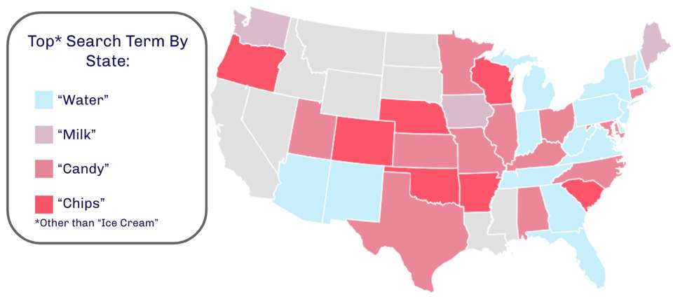 A map of the US showing what states search the most on Gopuff