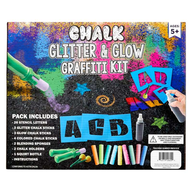 Chalk Glitter & Glow Graffiti Stencil Kit 