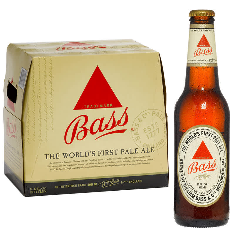 12-Pack of Bass Pale Ale next to a single bottle