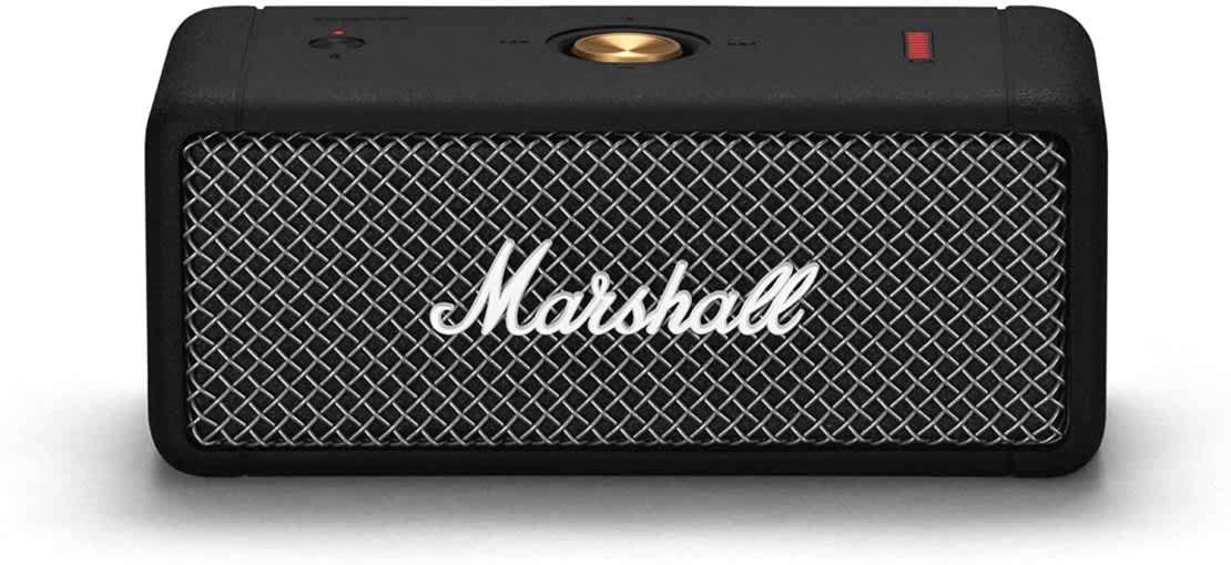 Black portable Marshall speaker