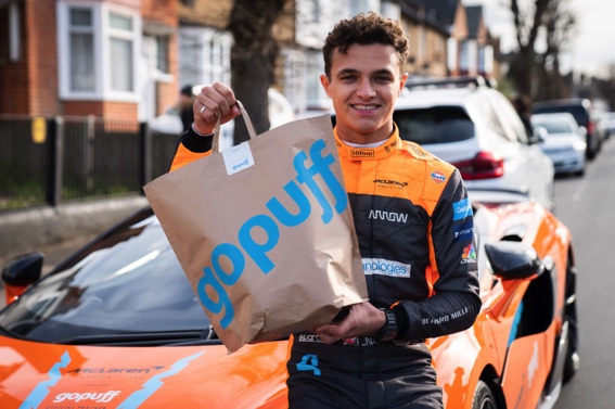 Lando Norris surprising fans with a Gopuff delivery