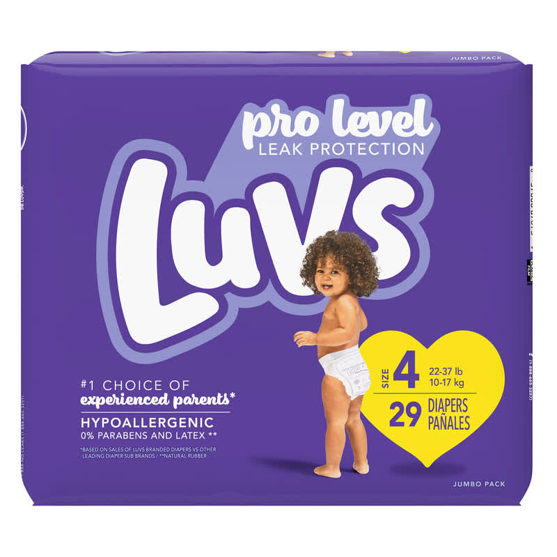 Package of Luvs diapers size 4 