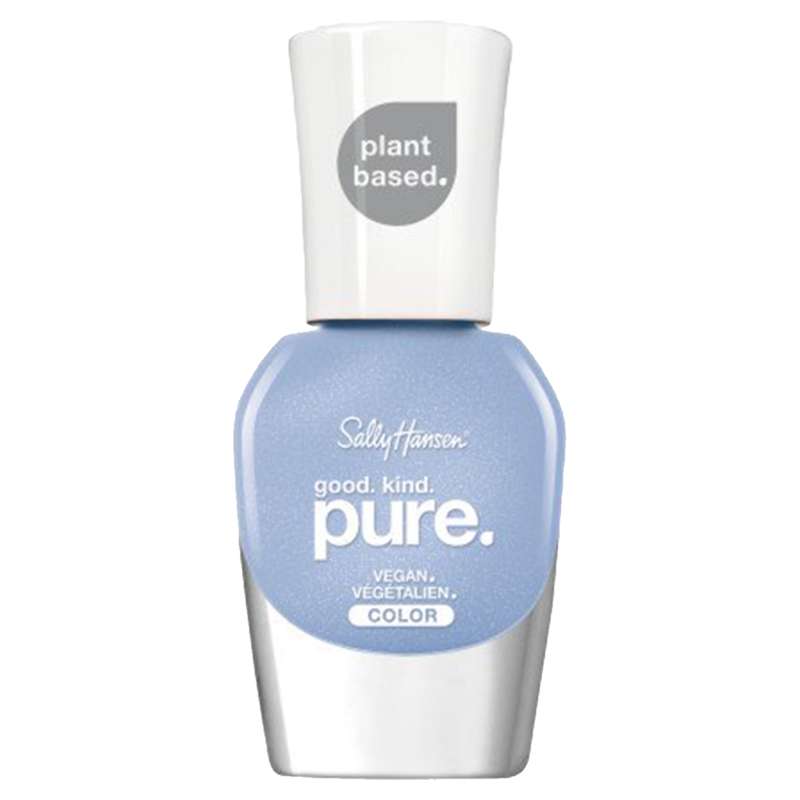 A single bottle of Sally Hansen nail polish in the color “Crystal Blue”