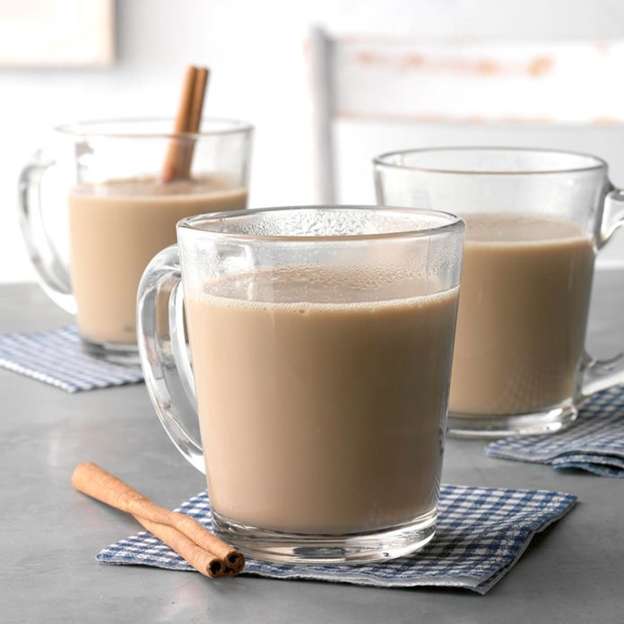 Slow-cooker chai tea served in glass coffee mugs