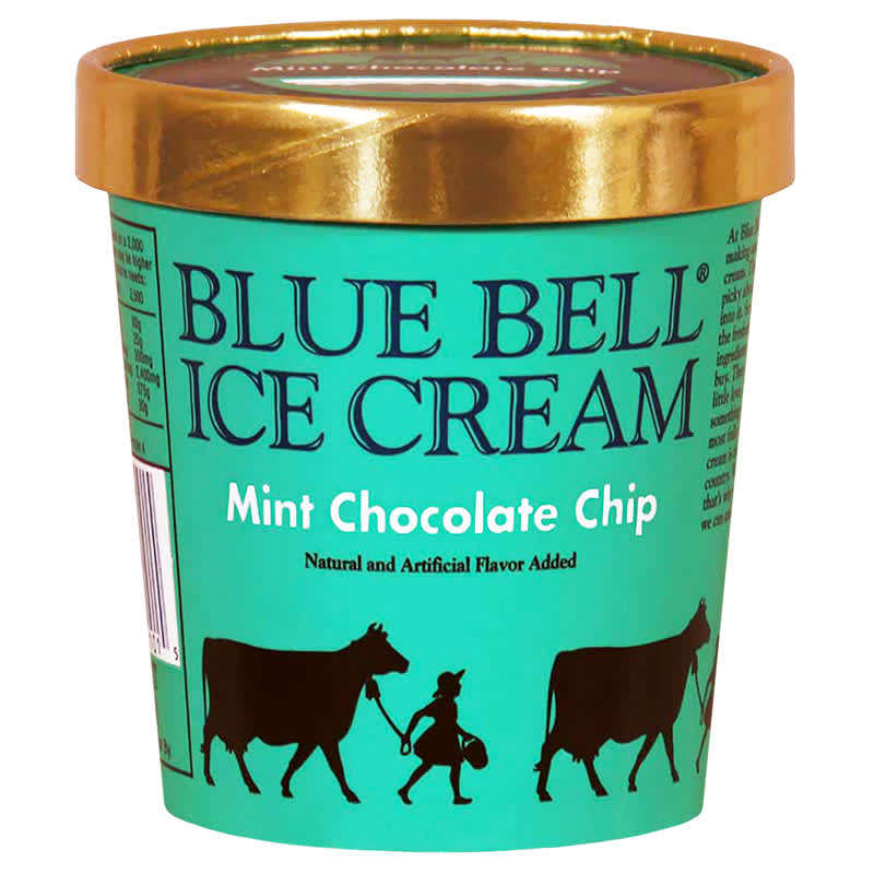 Blue Bell Mint Chocolate chip ice cream pint