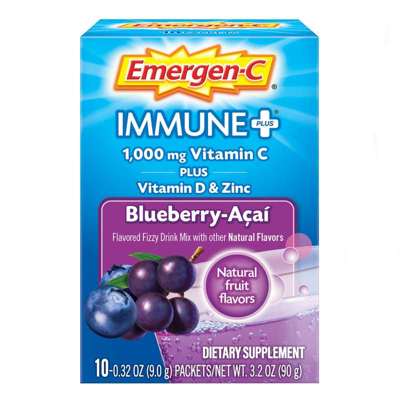 Emergen-C Immune Plus Blueberry Acai Drink Mix, 10 count